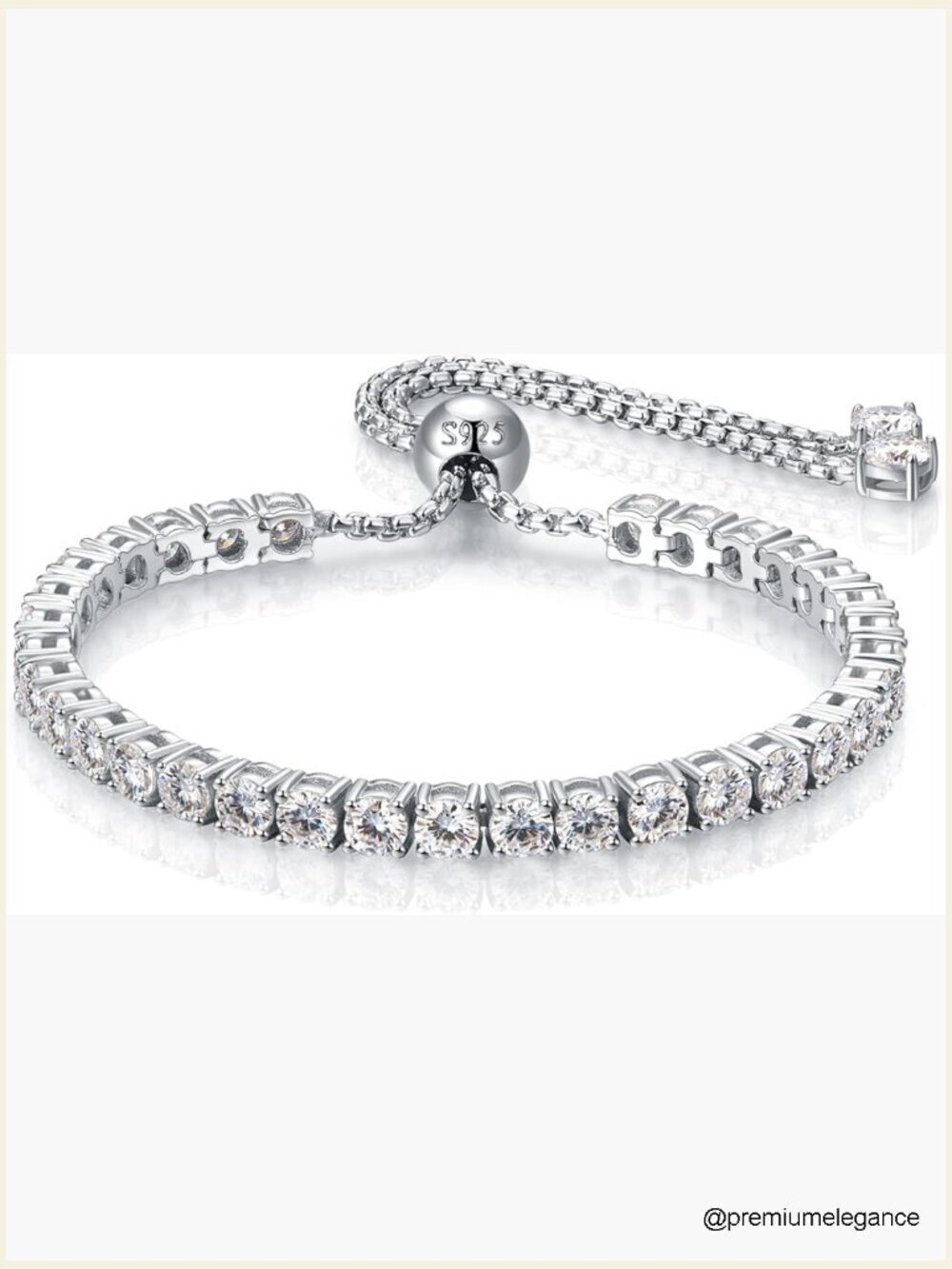 4MM Moissanite Tennis Bracelet, 10.9 ct Adjustable Bracelet, 925 Silver Plated
